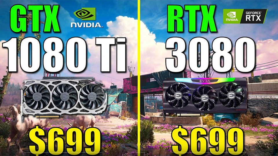 Сравнение характеристик GeForce RTX 3080 и GeForce GTX 1080 Ti.