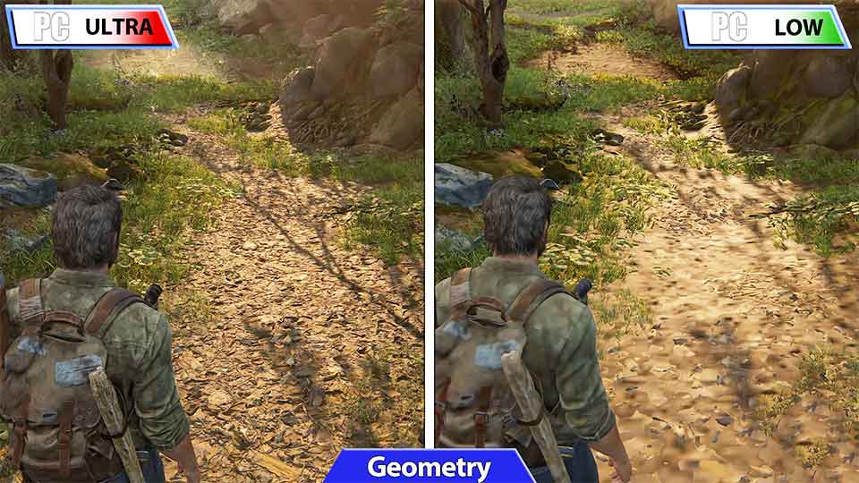 The Last of Us na PK vysokie nastrojki protiv nizkih