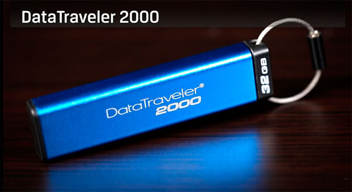DataTraveler 2000 apparatnoe 256-bitnoe AES kodirovanie